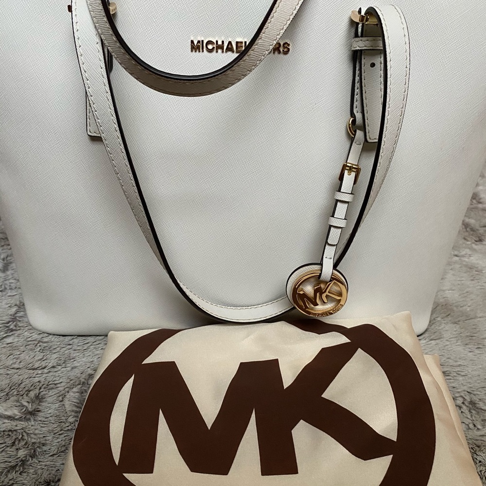 MICHAEL KORS Bone White Leather Tote
